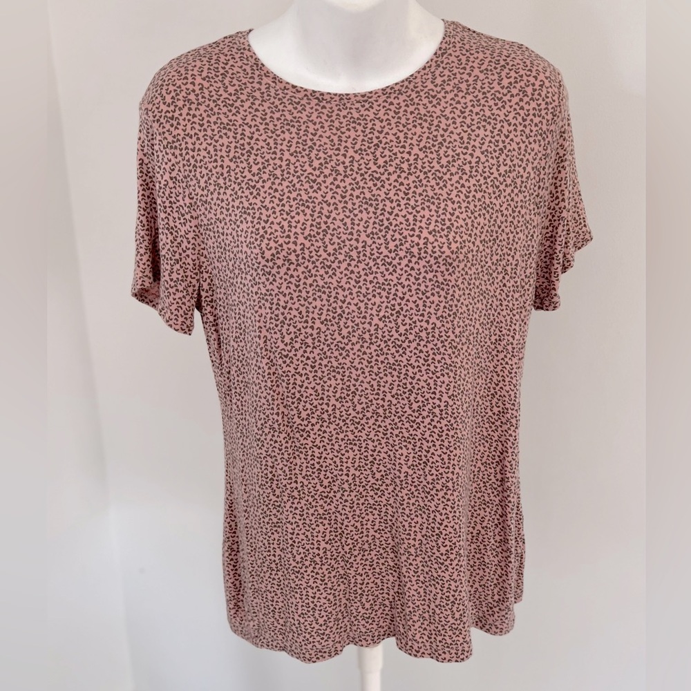 Nine West Soft Spun Hearts Pink Top Size Medium